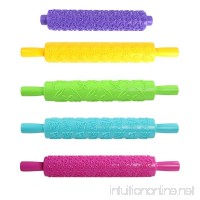 Aimyoo Set of 5pcs Colorful Plastic Embossed Textured Patterned Fondant Rolling Pins Cake Decorating Tool - B077XVVC8M